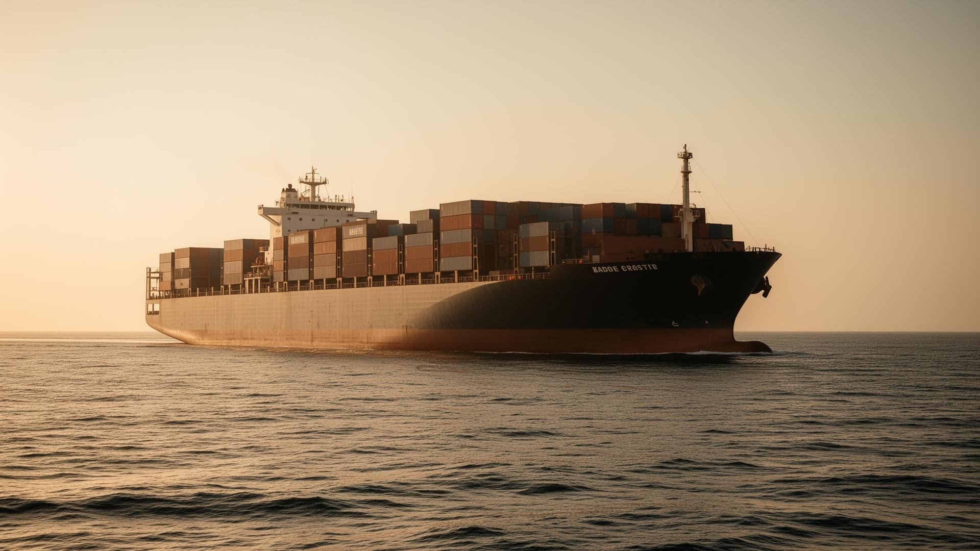 Container cargo ship at sea representing global trade and supply chains